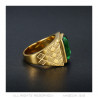 BA0398 BOBIJOO Jewelry Green Stone Ring Gold and Emerald Look