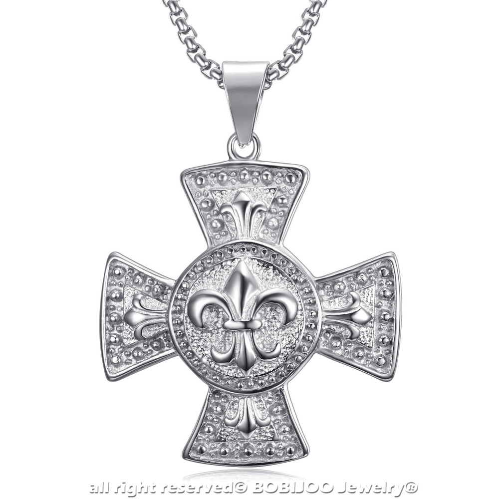 BOBIJOO Schmuck Anhänger | Fleur De Lys In Silber | Edelstahl Halskette