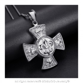 Ciondolo Medaglione Grande Croce Pattee Giglio Templare Argento bobijoo