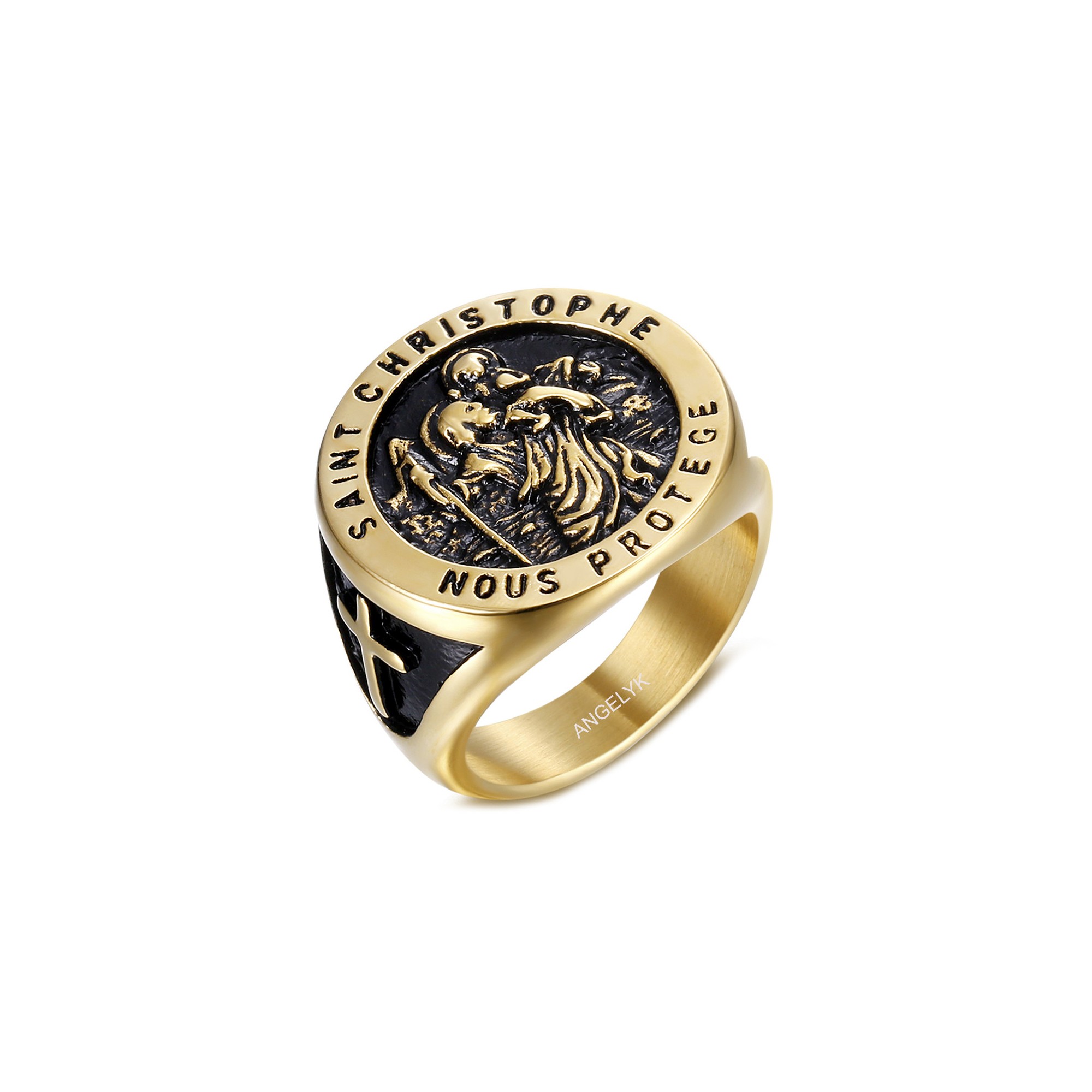 Saint Christopher ring protects us, patron saint of travelers
