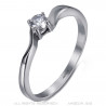 Bague solitaire 4 griffes Fiançaille Acier inoxydable bobijoo