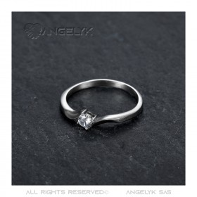 BAF0057 BOBIJOO Jewelry Anello solitario 4 artigli Fidanzamento Acciaio inossidabile