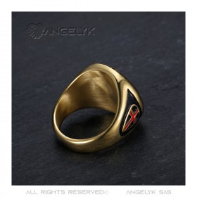 BA0400 BOBIJOO Jewelry Anello Cavaliere Templare Armi di Dio Acciaio Oro