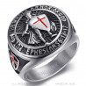 Bague chevalier Templier Armes de Dieu Acier Argent bobijoo