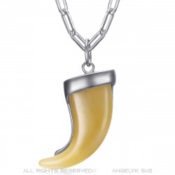 PE0333S BOBIJOO Jewelry Lion claw pendant, steel and paperclip chain