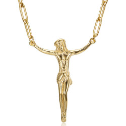 PE0334 BOBIJOO Jewelry Ciondolo Gesù, Cristo senza croce in acciaio e oro