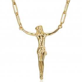 PE0334 BOBIJOO Jewelry Ciondolo Gesù, Cristo senza croce in acciaio e oro