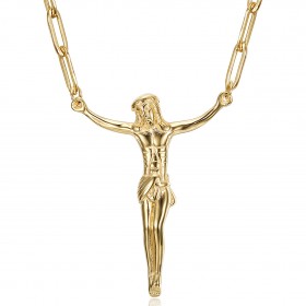 Pendentif Jésus, Christ sans croix en acier et or bobijoo