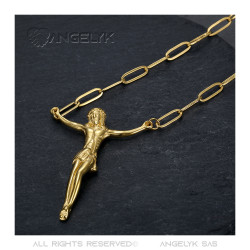 PE0334 BOBIJOO Jewelry Anhänger Jesus, Christus ohne Kreuz aus Stahl und Gold