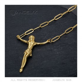 Pendentif Jésus, Christ sans croix en acier et or bobijoo