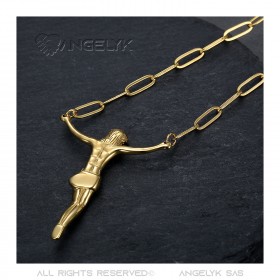 PE0334 BOBIJOO Jewelry Anhänger Jesus, Christus ohne Kreuz aus Stahl und Gold