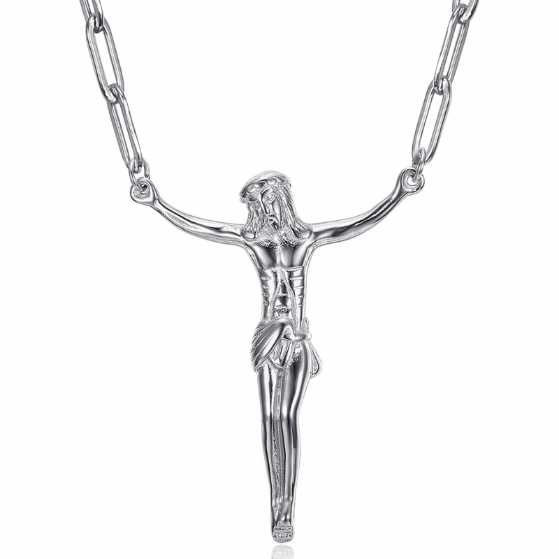 PE0334S BOBIJOO Jewelry Ciondolo Gesù, Cristo senza croce in acciaio 316l