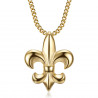 PE0335 BOBIJOO Jewelry Fleur-de-lis necklace, discreet and fine jewel, steel and gold