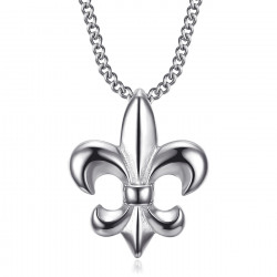 Collier fleur de lys, bijou discret et fin, acier argent bobijoo