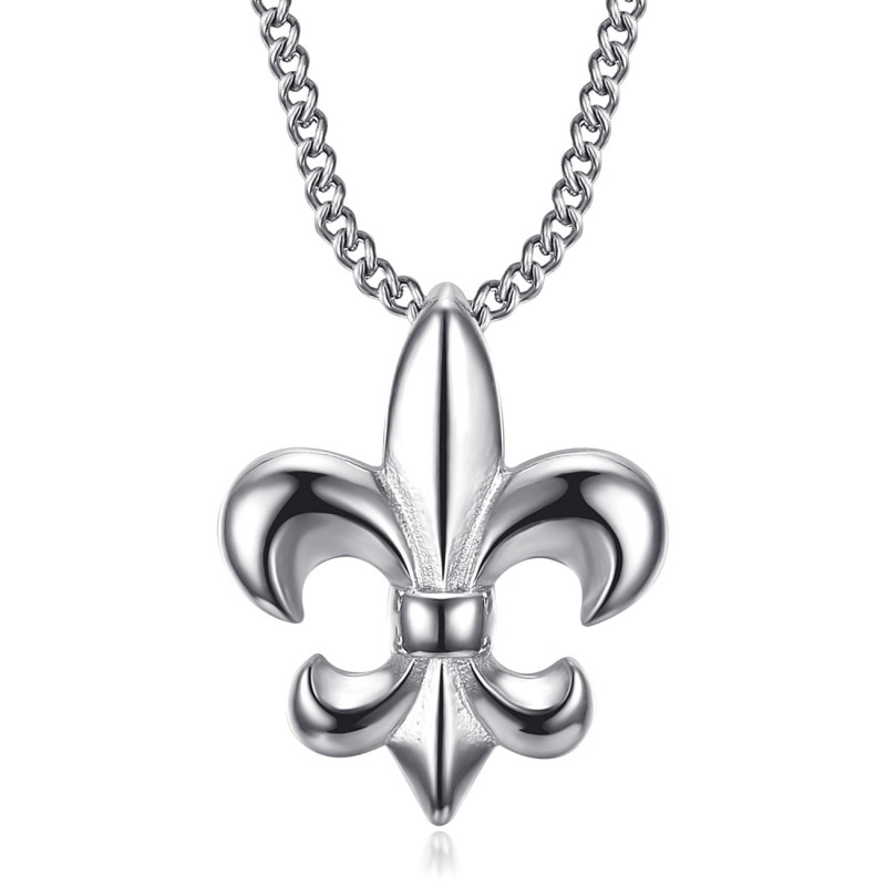 Collier fleur de lys, bijou discret et fin, acier argent bobijoo