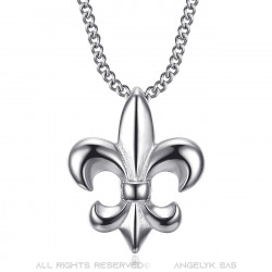 Collier fleur de lys, bijou discret et fin, acier argent bobijoo