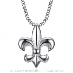 PE0335S BOBIJOO Jewelry Fleur-de-lis necklace, discreet and fine jewel, silver steel
