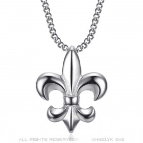 Collier fleur de lys, bijou discret et fin, acier argent bobijoo