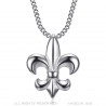 Collier fleur de lys, bijou discret et fin, acier argent bobijoo