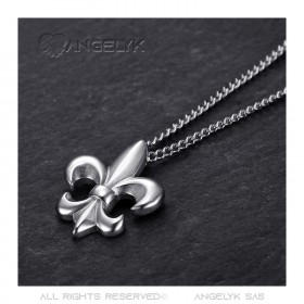 Collier fleur de lys, bijou discret et fin, acier argent bobijoo