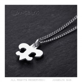 PE0335S BOBIJOO Jewelry Collana Fleur-de-lis, gioiello discreto e fine, acciaio argento