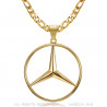 PE0336 BOBIJOO Jewelry Mercedes Sigle Chain Figaro Colgante Acero Oro