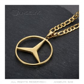 PE0336 BOBIJOO Jewelry Mercedes Siegelkette Figaro Anhänger Stahl Gold