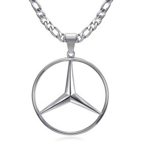 PE0336S BOBIJOO Jewelry Mercedes Siegelkette Figaro Anhänger Stahl Silber