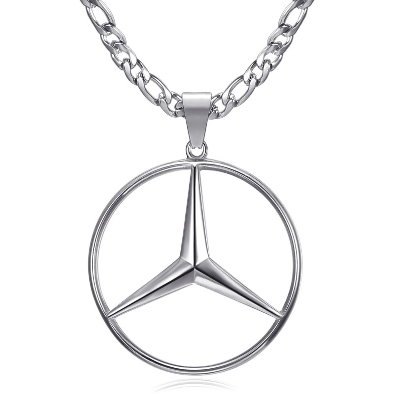 PE0336S BOBIJOO Jewelry Mercedes Sigle Chain Figaro Colgante Acero Plata