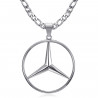 PE0336S BOBIJOO Jewelry Mercedes Sigle Chain Figaro Colgante Acero Plata