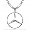 Pendentif Mercedes Sigle Chaîne Figaro Acier Argent bobijoo