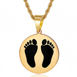 PE0337 BOBIJOO Jewelry French Black Feet Pendant from Algeria Steel Gold