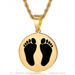 PE0337 BOBIJOO Jewelry Colgante con pies negros franceses de Argelia Steel Gold