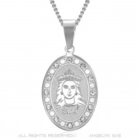 PEF0070S BOBIJOO Jewelry Saint Sara Medal Silver Diamonds Saintes Maries de la Mer