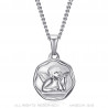 PE0338S BOBIJOO Jewelry Guardian Angel Medal Baptism 18mm Steel Chain