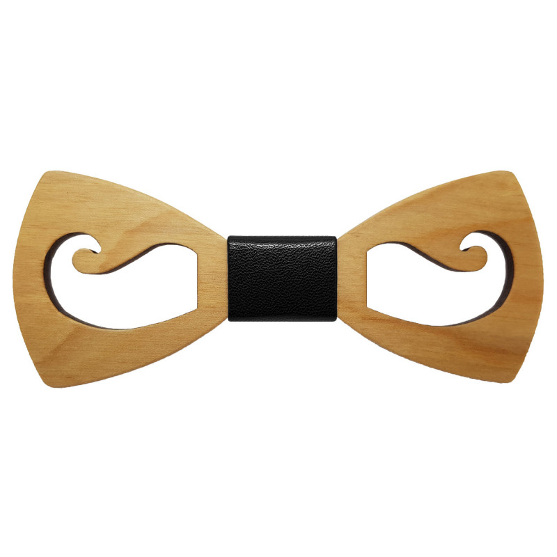 NP0018 BOBIJOO Jewelry Mustache Wood Bow Tie Openwork Maple