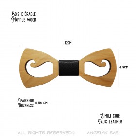 NP0018 BOBIJOO Jewelry Mustache Wood Bow Tie Openwork Maple