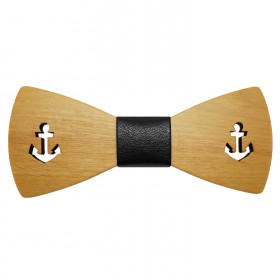NP0019 BOBIJOO Jewelry Bow Tie Wood Anchor Navy Maple Leather