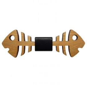 NP0022 BOBIJOO Jewelry Bow Tie Wood Double Fish Maple