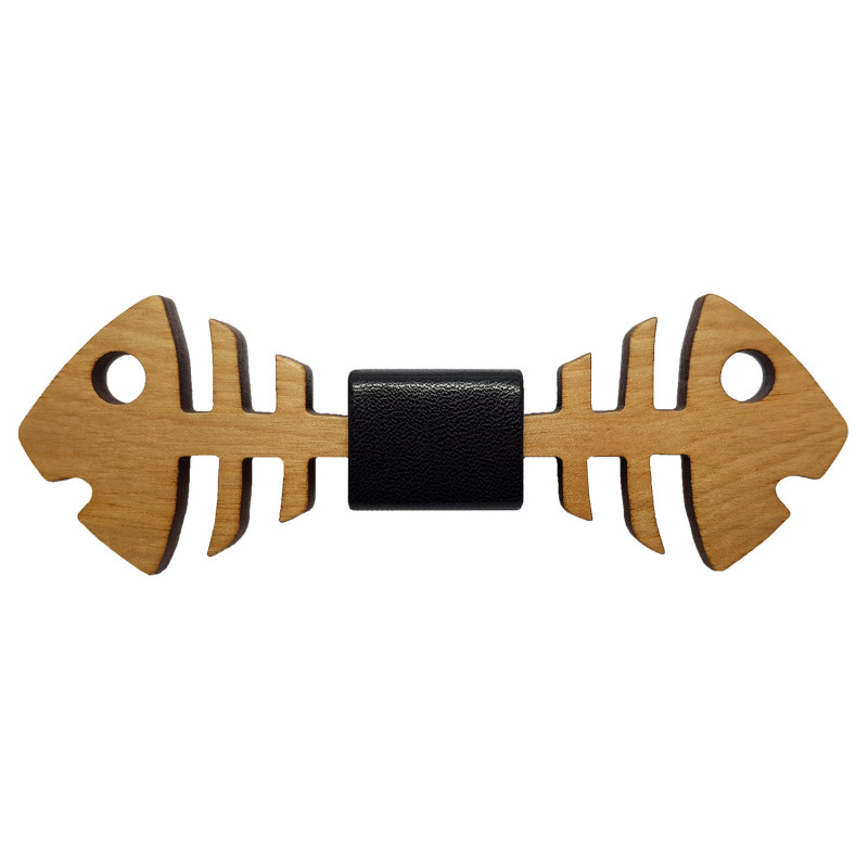 NP0022 BOBIJOO Jewelry Papillon in legno doppio pesce acero