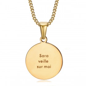 PEF0071 BOBIJOO Jewelry Baptism medal Sara watches over me Gypsy Steel Gold