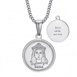 PEF0071S BOBIJOO Jewelry Baptism medal Sara watch over me Gypsy Steel Silver