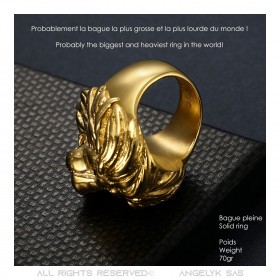 BA0402 BOBIJOO Jewelry Löwenkopfring: Gold und schwarze Diamantaugen, riesiges Juwel
