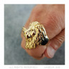 Anillo de cabeza de león: ojos de oro y diamantes negros, joya enorme   IM#20736
