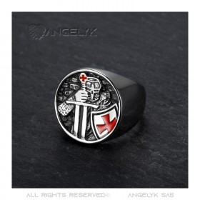 BA0403 BOBIJOO Jewelry Anillo Temple Warrior Knight, acero inoxidable