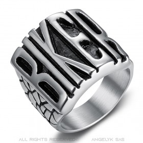 BA0401 BOBIJOO Jewelry Men's biker ring, inscription BIKER, Stainless steel