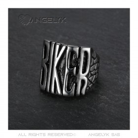 Bague homme biker, inscription BIKER, Acier inoxydable bobijoo