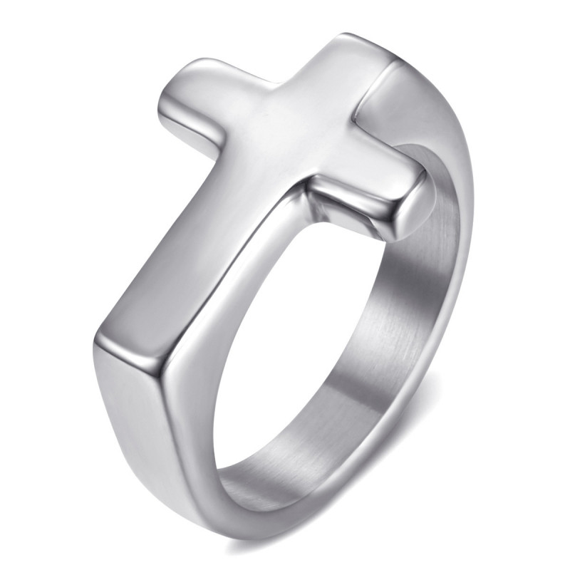 BA0405S BOBIJOO Jewelry Cross ring Man Woman Child Stainless steel