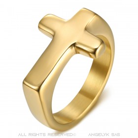 BA0405 BOBIJOO Jewelry Cross ring Man Woman Child Stainless steel & Gold