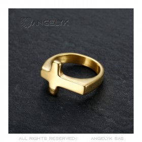 BA0405 BOBIJOO Jewelry Anello Croce Uomo Donna Bambino Acciaio e Oro